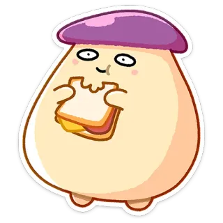 😊 8720f538 เห็ด, แซนวิช, อาหาร, น่ารัก, การ์ตูน telegram sticker