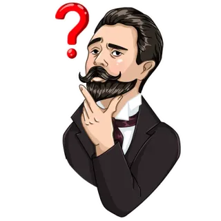 ❓ e11350c6 homem, pensando, pergunta, cavalheiro, dúvida, considerar whatsapp sticker