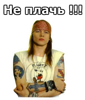 🏡 7b05968c Axl Rose Не плачь !!! axl rose, bandana, mickey mouse, ruso, no llores whatsapp sticker