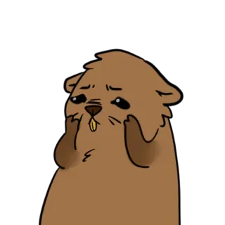 😟 5f20a6a8 비버, 만화, 슬픈, 동물, 귀여운 telegram sticker