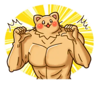 💪 026aa739 gatto, muscoloso, bodybuilder, cartone animato whatsapp sticker