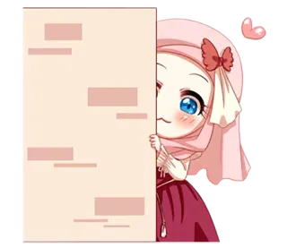 👀 01d84178 muslim, islam, hijab, gadis, anime, imut, hati whatsapp sticker