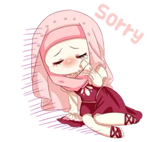 😔 54802342 Sorry maaf, sedih, muslim, menangis, imut, hijab, permisi whatsapp sticker