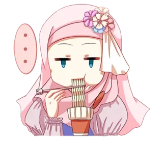 😒 5ca5f161 Anime, Muslim, Hijab, Makan, Mie, Chibi whatsapp sticker