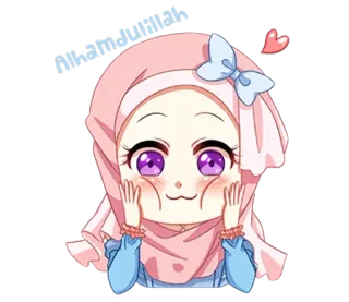 🙂 9a509d7d Assalamualaikum islami, gadis, lucu, hijab, muslim whatsapp sticker