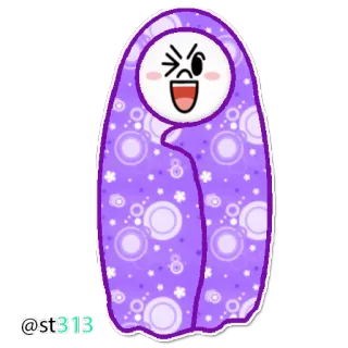 😉 60dc36e8 @st3t3 bebé, dibujos animados, lindo, morado, ojos, sonrisa telegram sticker