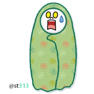 😨 729212d3 @st313 bebé, envuelto, impactado, asustado, dibujos animados, estampado floral, gota de sudor, sorpresa telegram sticker