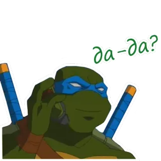 📞 60beb595 Leonardo Да-да? Żółw Ninja, Kreskówka, Leonardo, mówiący, telefon komórkowy telegram sticker