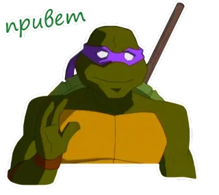 👋 9f5dfd63 Donatello Teenage Mutant Ninja Turtles привет tmnt, ninja, żółw, kreskówka, donatello, cześć telegram sticker