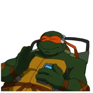 🎧 a54e4264 Michelangelo Teenage Mutant Ninja Turtles Ninja, Żółw, TMNT, Kreskówka, Słuchawki, Muzyka telegram sticker