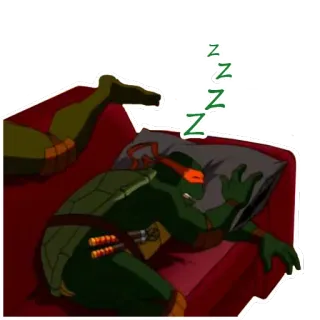 😴 d75ac237 Michelangelo Teenage Mutant Ninja Turtles ZZZZ żółw, sen, kreskówka, ninja, TMNT telegram sticker
