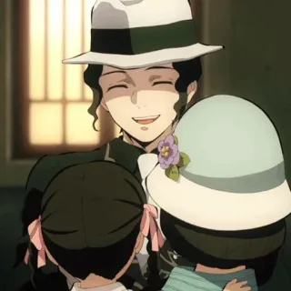 🔩 7f405699 Muzan Kibutsuji Demon Slayer 动漫, 鬼灭之刃, 鬼舞辻无惨, 帽子, 儿童, 快乐 telegram sticker