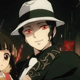 ⚙ 93c63d95 Muzan Kibutsuji Demon Slayer 动漫, 恶魔, 鬼舞辻, 无惨, 帽子, 西装 telegram sticker