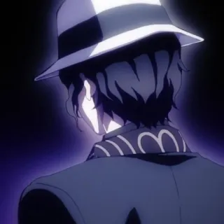 🎂 00e8b307 Muzan Kibutsuji Demon Slayer Мудзан Кибуцуджи, Клинок, рассекающий демонов, Аниме, Злодей, Шляпа, Темный, Вид сзади whatsapp sticker