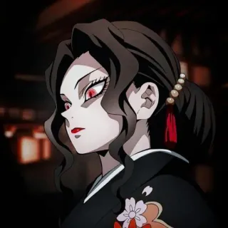 🌂 c0e9c657 Muzan Kibutsuji (female form) Demon Slayer аниме, демон, Мудзан Кибуцуджи, Клинок, рассекающий демонов, кимоно, красные глаза, злодей whatsapp sticker