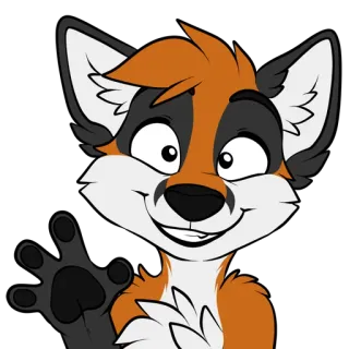 😃 39674e90 rubah, furry, hewan, kartun, karakter, ramah, melambai telegram sticker