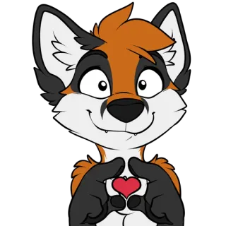 🥰 667cc1a0 rubah, anthro, furry, hati, cinta, kartun, binatang, gestur telegram sticker