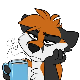 😑 d22991ff kartun, rubah, kopi, lelah, malas, hewan, imut telegram sticker