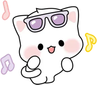 🐈 025f6ae1 猫, 卡通, 太阳镜, 音乐, 可爱 telegram sticker