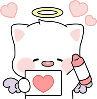 🐈 9c5dc0c6 猫, 天使, 心, 爱, 可爱, 卡哇伊, 贴纸 telegram sticker