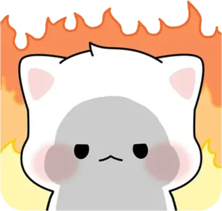 🐈 e7f51045 猫, 生气, 恼火, 火焰, 火, 可爱, 卡通 telegram sticker