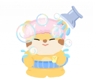 🐯 7aab3ca1 dier, schattig, bad, douche, bubbel, kawaii, puppy, huisdier telegram sticker