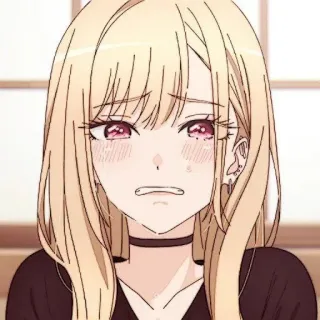 🍰 f8ce2e38 Marin Kitagawa My Dress-Up Darling Anime, Dễ thương, Cô gái, Buồn, Khóc, Tóc vàng, Kawaii, Nước mắt telegram sticker