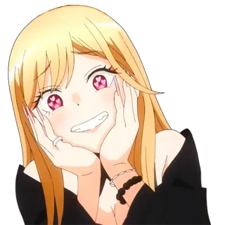 💗 ff04bd59 Marin Kitagawa My Dress-Up Darling anime, girl, blond, cute, happy, Marin Kitagawa, My Dress-Up Darling telegram sticker