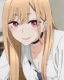 😐 0950d0fd Marin Kitagawa My Dress-Up Darling Anime, Ragazza, Capelli biondi, Girocollo, Uniforme scolastica telegram sticker