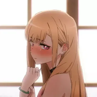 😐 3eeb2c62 Anime, Ragazza, Arrossire, Capelli biondi, Personaggio telegram sticker