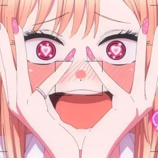 😐 68d9a38f Anime, Ragazza, Rosa, Occhi, Rossore, Carino telegram sticker