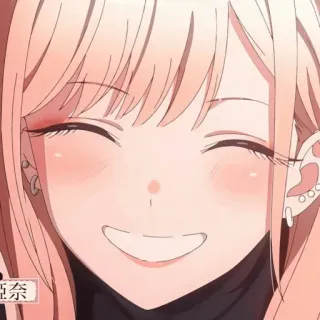 🎃 64d5a4eb Marin Kitagawa My Dress-Up Darling anime, girl, cute, smile, pink hair whatsapp sticker