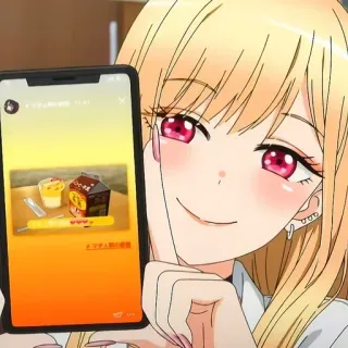 🎃 b691efa0 Marin Kitagawa My Dress-Up Darling anime, manga, character, blonde hair, smile, cute whatsapp sticker