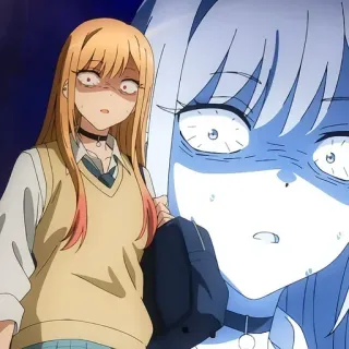 🎃 c18b5bb1 Marin Kitagawa My Dress-Up Darling anime, girl, shocked, expression, Marin Kitagawa, My Dress-Up Darling whatsapp sticker