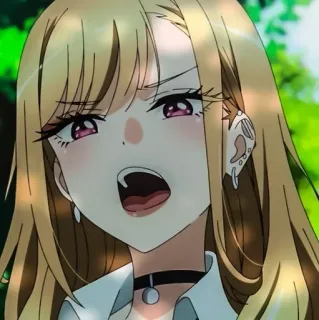 🎃 e7f33333 Marin Kitagawa My Dress-Up Darling anime, girl, blonde, cartoon, shocked whatsapp sticker