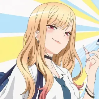 🎃 ec69e9ff Marin Kitagawa My Dress-Up Darling anime, character, marin kitagawa, my dress-up darling, blonde, cosplay whatsapp sticker