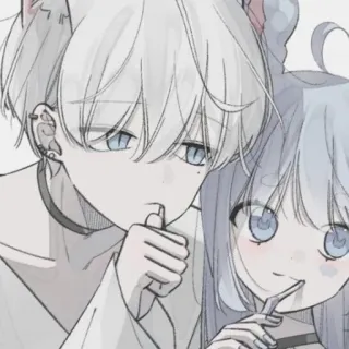 ❤️ 9a054c6f Anime, Paar, Katzenohren, Süß, Illustration whatsapp sticker