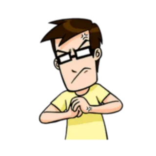 💢 3b3b6164 Cartoon, Wütend, Figur, Brille, Ausdruck, Frustriert whatsapp sticker