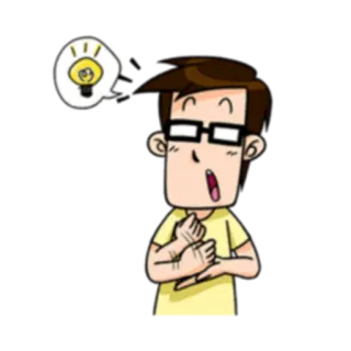 💡 6e774d0b Cartoon, Idee, Glühbirne, Denken, Aufgeregt whatsapp sticker