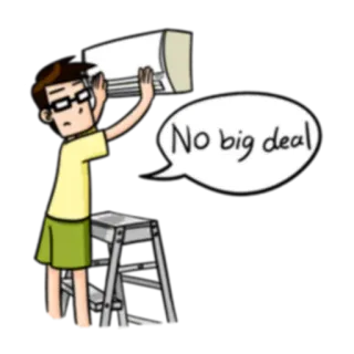 👌 742ff32c No big deal Cartoon, Mann, Brille, Klimaanlage, Leiter whatsapp sticker