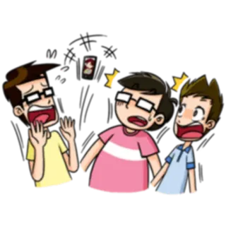 😫 76706b62 Cartoon, Schock, Verängstigt, Reaktion, Freunde, Besorgt, Männer whatsapp sticker