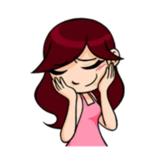 😬 a9e7ab18 Cartoon, Mädchen, rote Haare, erröten, rosa Kleid whatsapp sticker