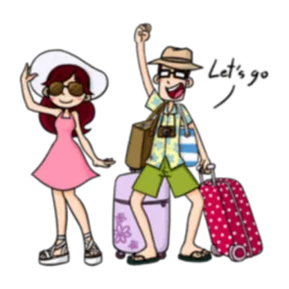 👜 c81a1212 Let's go Reisen, Urlaub, Tourist, Gepäck, Hut, Sommer whatsapp sticker