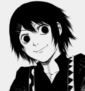 🕷 7f2f6edb Anime, Manga, Personaje, Sonrisa, Blanco y Negro telegram sticker