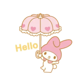 ✳️ 600862b7 My Melody Hello My Melody, Sanrio, cute, kawaii, umbrella, bunny telegram sticker