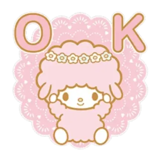 ✳️ d02a3196 OK cute, kawaii, pink, sheep, animal, OK, sticker telegram sticker