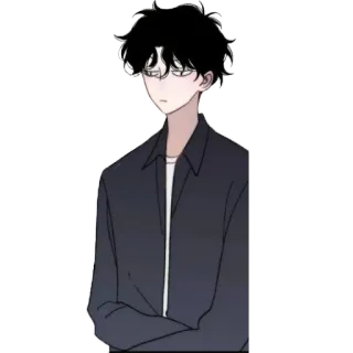 😏 1d865791 anime, personage, zwart haar, animatie telegram sticker