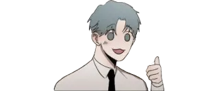 👍 28d20143 man, anime, cartoon, duim omhoog, positief, personage telegram sticker