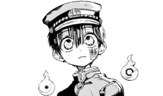 🙁 b3ceef64 Hanako-kun Toilet-bound Hanako-kun Anime, Manga, Spook, Geest, Personage, Zwart-wit telegram sticker