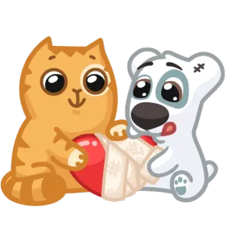 😘 50174f4e kucing, anjing, hati, cinta, perban, persahabatan, imut, hewan telegram sticker